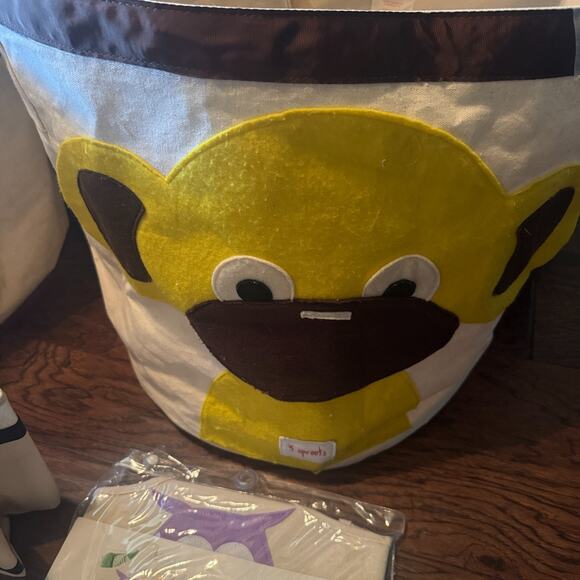 3 Sprouts Canvas Storage Bins Laundry Toy Basket Kids rooms monkey elephant owl - Picture 4 of 8